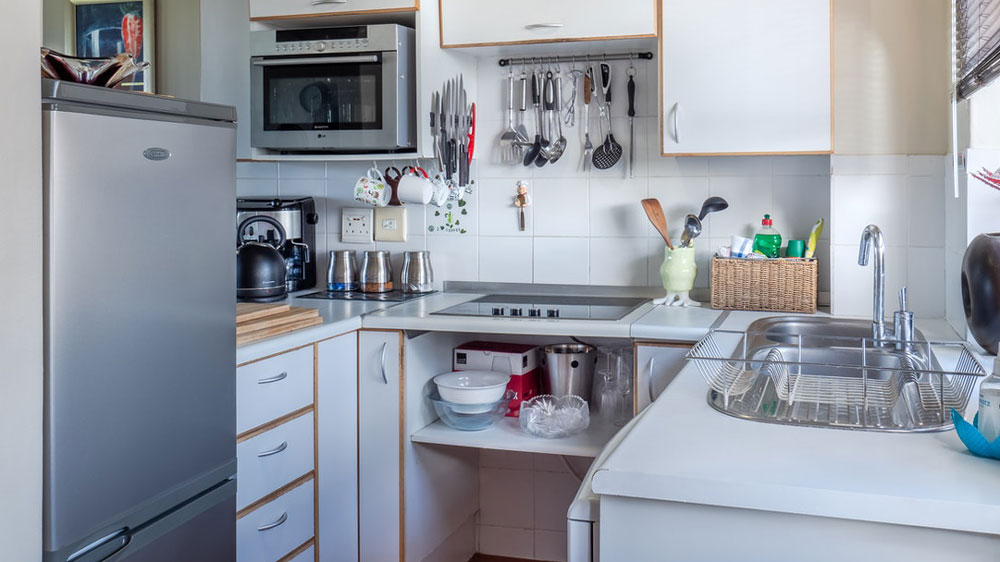 A small, cozy home kitchen